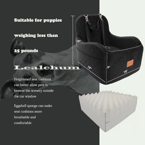 Dog Booster Car Seat for Small/Medium Dogs Up to 35lbs,Elevated Cushion Fits in Front/Back Seat,Fully Detachable and Washable,2 Storage Pockets & Dog Leashes,Easy to Install(Black,Medium) - view 2