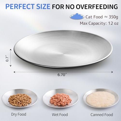 Stainless Steel Cat Dishes, Nonslip Cat Food Bowl Set, Cats Bowls or Plates - view 6