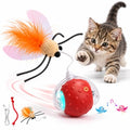 Interactive Ball Cat Toys for Indoor Cats, Auto-Rolling with Feather Tail