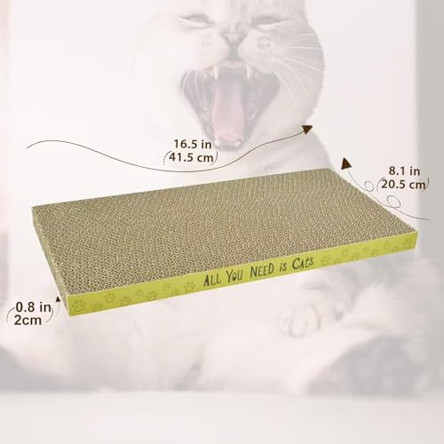 3 Pack Cardboard Cat Scratcher Pads Cat Scratching Board for Indoor Cats 16.5″Lx8.1″Wx0.8″H Dual-Side Corrugated Cats Scratching Post Reusable Supplies - view 2
