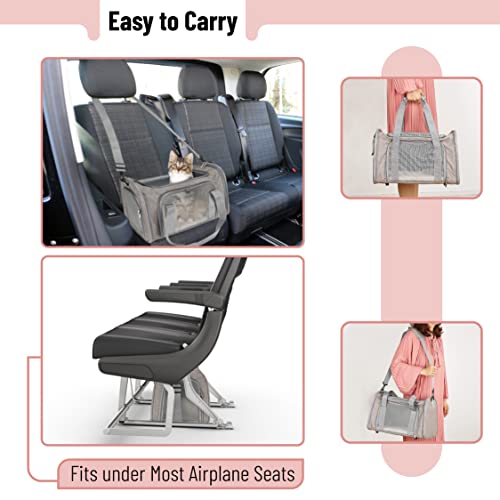 Pet Carrier, 17.5" x 11.2" x 11.5", Medium Size, Gray - view 5