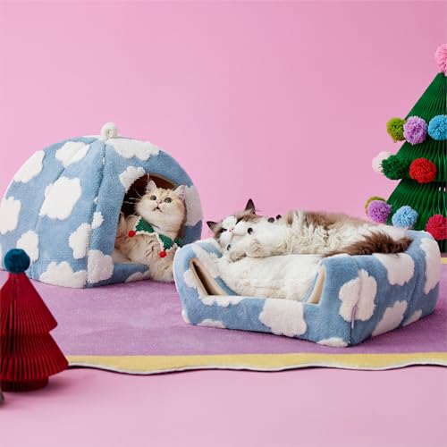 Lesure 2in1 Cute Cat House for Kitten with Washable Cushioned Pillow,16in - view 2