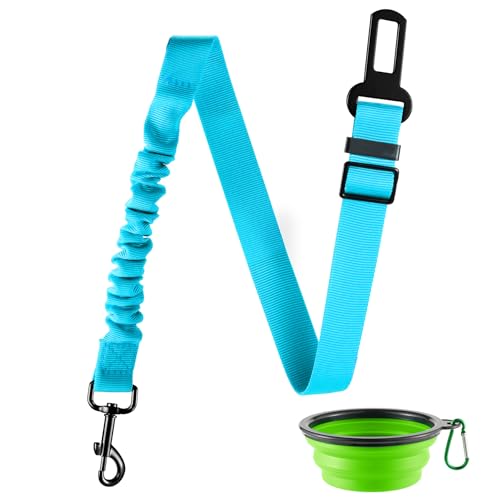 Dog Seat Belt for Car, Retractable Pet Safety Harness, Adjustable Nylon Dog Seatbelt Leash, Comfortable Dog Accessories for Vehicles (Teal-1PCS)