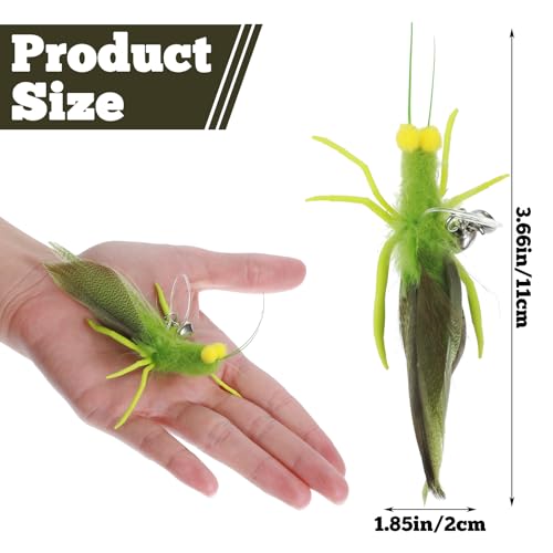 Cat Feather Toys Refills 3 Pack Insects Grasshopper Cat Toy Wand Fun Replacement Feathers Small Cats Interactive Toys Hanging Toy Attachments for Indoor Kittens Cats Teaser Wand Accessory - view 2