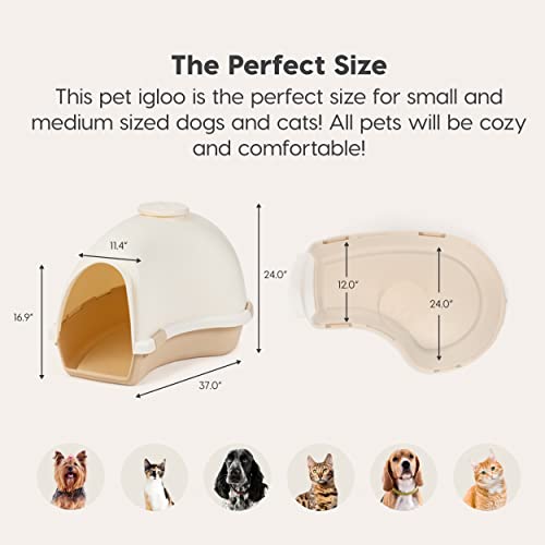 Igloo Dog House, White/Beige, Small and Medium Dogs and Cats, Indoor/Outdoor - view 3