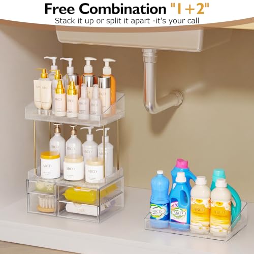 4-Tier Clear Makeup Organizer Bathroom Storage - view 3