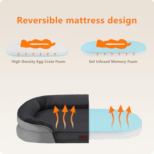 Orthopedic Waterproof Medium Dog Bed Sofa, Gel Memory Foam, 36" - view 3