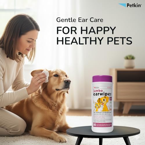 Jumbo Pet Ear Wipes, 80 Extra Moist Wipes - Soothing & Deodorizing Pet Ear Cleaner to Remove Dirt, Odor, & Wax - Safe, Convenient, & Easy to Use Pet Wipes for Dogs, Cats, Puppies & Kittens - view 2