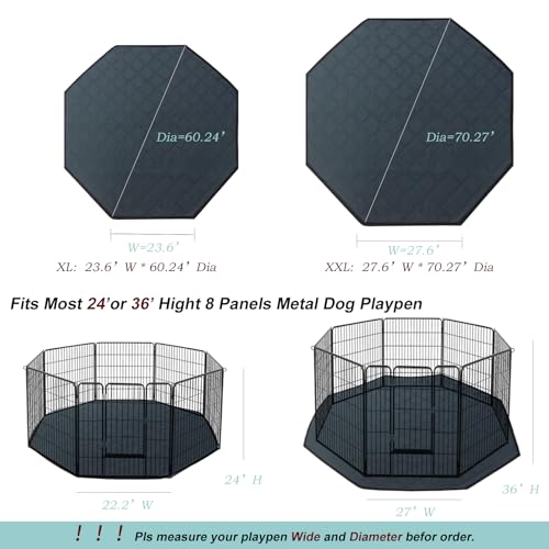 Octagon Dog Playpen Mat Washable Leakproof, 24'*60'(Wide*Diameter) - view 2