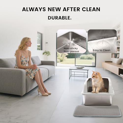 Stainless Steel XL Cat Litter Box for Big Cats- Metal Extra Large Litter Box with Lid, Include Metal Litter Scoop,Mat. High Sided with Guard Prevent Splashing. No Smell, Always New After Clean. - view 5