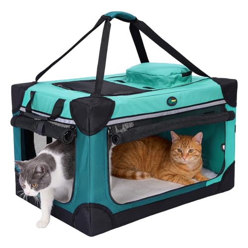 Collapsible Travel Pet Crate for Cat Doggie, 24x16x16 inches, Green