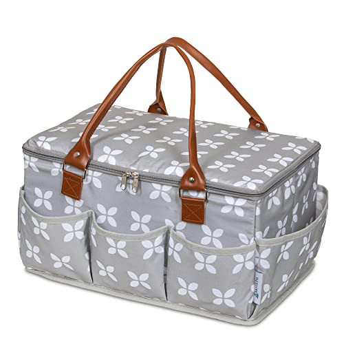Extra Large Diaper Caddy, Craft, Toy Organizer with Zip-Top Cover with Waterproof Wet/Dry Bag - Perfect for Baby Shower