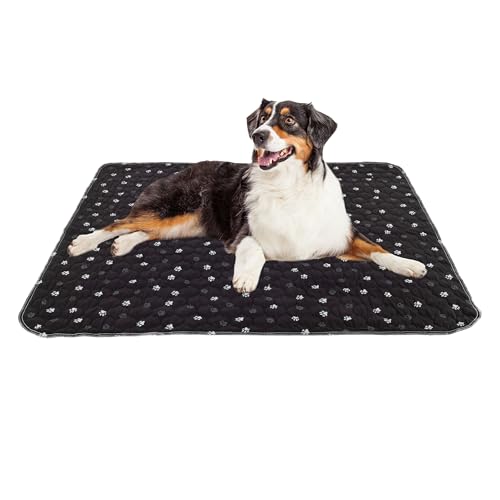 Washable Pee Pads for Dogs - 2-Pack 36” x 41” Reusable Puppy Pads for Dog Potty Training, Whelping, or Crate - Grooming Glove Included - Ultra-Absorbent and Leak-Resistant Dog Pads (Black)