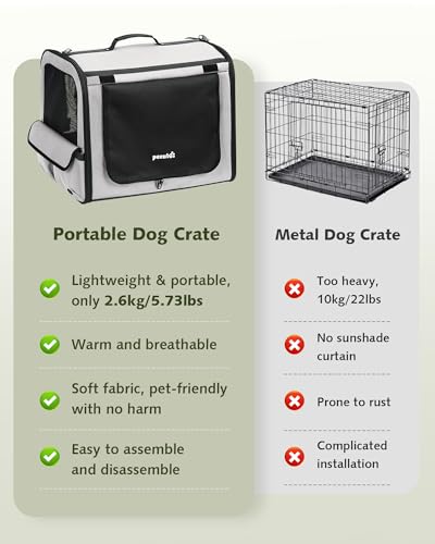 Dog Car Carrier Light Weight 24×17.7×20.5in, Foldable Dog Carrier, Gray - view 2