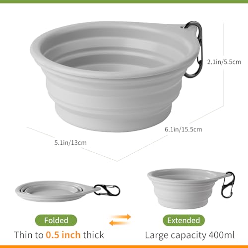 Dog Bowl Pet Travel Collapsible Bowls 2 Pack, Portable Foldable Cats Dogs Water Dish Puppy Bowl for Walking Parking Traveling, Silicone One-Piece Molded Rim No Fall Off or Crack BPA Free - view 3