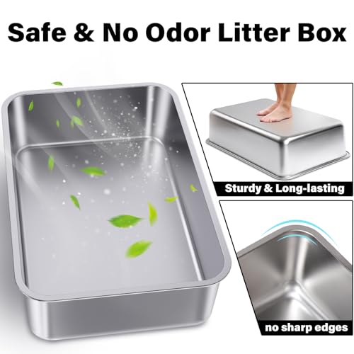 Stainless Steel Litter Box for Kitten,Metal Litter Box with Lid S - view 2