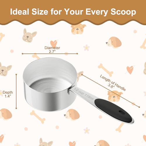 1PCS 1/2 Cup Dog Cat Food Scoop, Stainless Steel Scooper for Feeding Pet - view 2