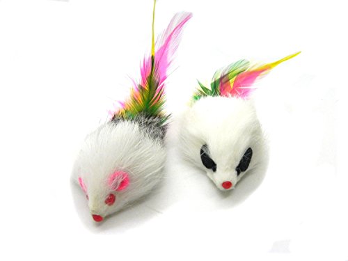 2 Inch Real Rabbit Fur Feathertail Cat Toy (2, Feathertail)