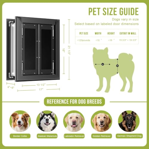 Large Dog Door for Wall,French Style, Heavy Duty Aluminum Frame - view 4