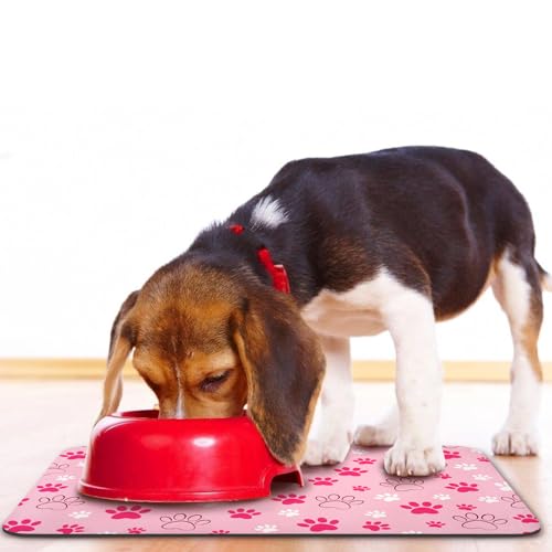 Dog Food Mat, Absorbent Water Bowl Mats Cat Pet Feeding Placemats Pink 20 * 12 inch - view 6