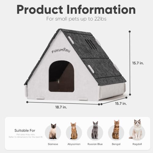 Cat House Cave Bed for Indoor Cats, Large Warm Felt Cat Hideaway - view 5