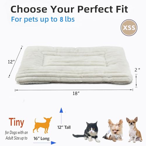 Pet Bed Extra Small 12 x 18 for Crate or Cage Fits Tiny Dogs And Indoor Cats With Rabbit,Washable XS Puppy Crate Bed Comfy Kennel Pad Anti-Slip Doggy Sleeping Mat Cushion for Mini Small Breeds,Cream - view 5