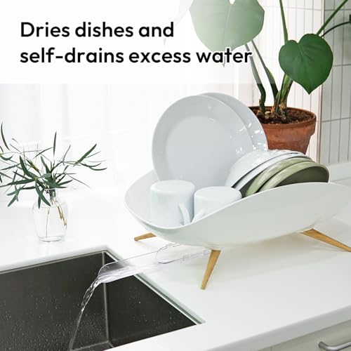 Self-Draining Dish Drying Rack, White - Wide - view 2