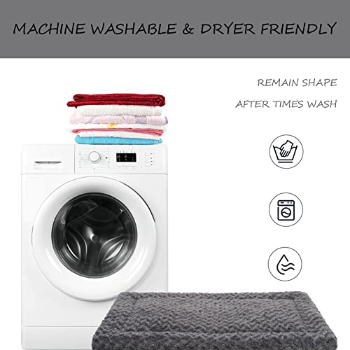 Washable Dog Bed Mat Ultra Soft Dog Crate Pad Comfy Fluffy Pet Kennel Beds Sleeping Mattress for Large Jumbo Medium Small Dogs Grey (Pack of 3) - view 5