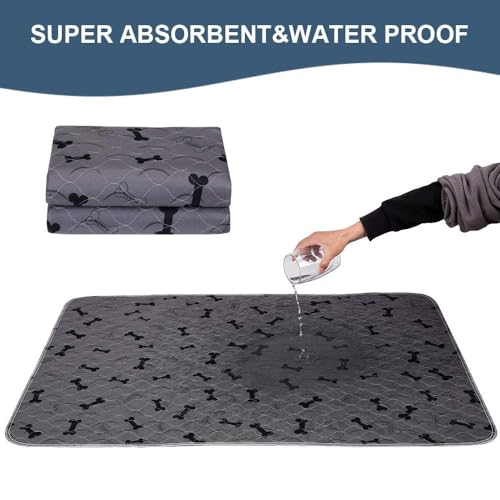 Washable Dog Pee Pads with Free Grooming Gloves,Non Slip Dog Mats with Great Urine Absorption,Reusable Puppy Pee Pads for Whelping,Potty,Training,Playpen - view 2