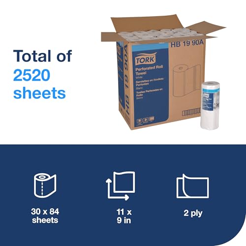HB1990A Perforated Paper Roll Towel, White, 30 Rolls, 84 per Roll - view 2