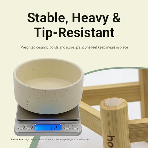 Elevated Dog Bowl & Cat Dish 27oz – Raised Ceramic Pet Food and Water Bowls with Bamboo Stand, Feeding Station for Small & Medium Pets, Prevents Neck Strain – Durable, Premium Quality - view 2