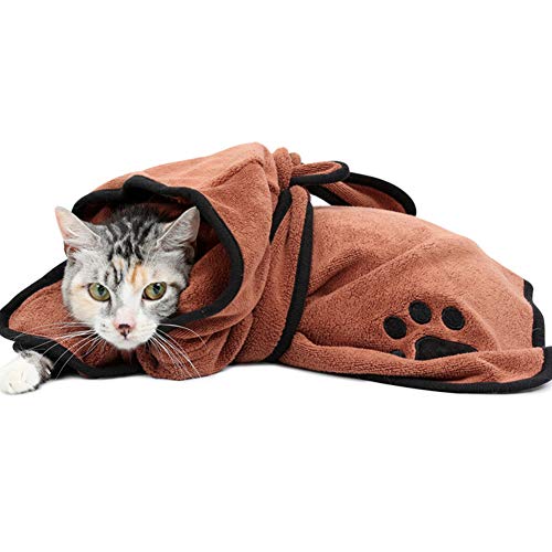 Dog Bathrobe,Soft Pet Bath Towels,Dog Blanket,Quick Drying Microfiber Bathrobe Hooded for Dog Cat Pet,Puppy Bath Towel, Absorption Bath Towels,Machine Washable - view 2