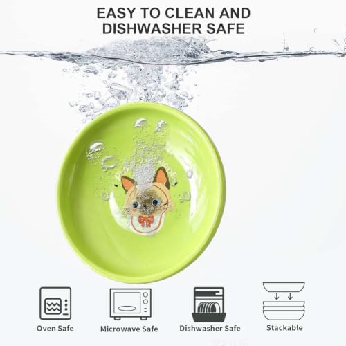 3 PCS Ceramic Cat Bowls, 5.5 in Pet Bowl Cat Dishes for Food and Water, Small Dog Dish(YellowGreenBlue) - view 7