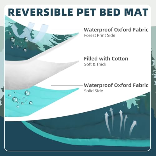 Reversible Outdoor Travel Dog Bed Waterproof, Camping Essentials with Carry Bag, Portable & Foldable Pet Pad Crate Kennel Mat for Large Medium Small Dogs, Travel Accessories, 43”x26” Blue - view 3