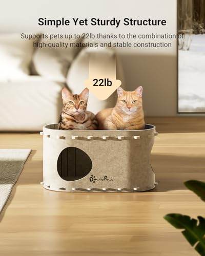 Cat House for Indoor Cats, Peekaboo Cat Bed Cave, Cream - view 4