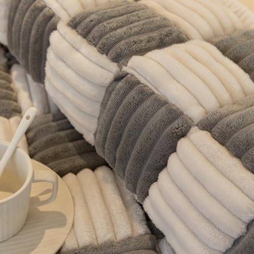 Fluffy Couch Cover for Pets - Large Cream-Coloured Fuzzy Plaid Square Pet Mat Bed Couch Cover Protector - Bay Window Cushion Bedside Carpet (Blue, 23.6 * 70.9in) - view 6