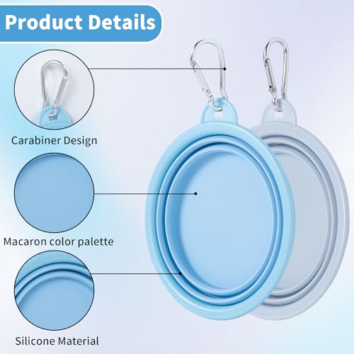 Collapsible Dog Bowl Silicone, 2Pack Macaron Color Pet Travel Bowls - view 4