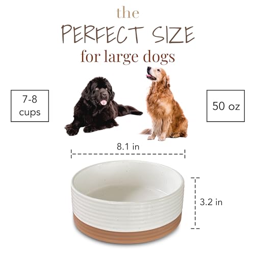Ceramic Pet Bowl - Large Food/Water Dish for Large Dogs, Cats, Great Dane, Mastiff - 50oz or 8 Cups - Basic Bowls - Vanilla White - view 2