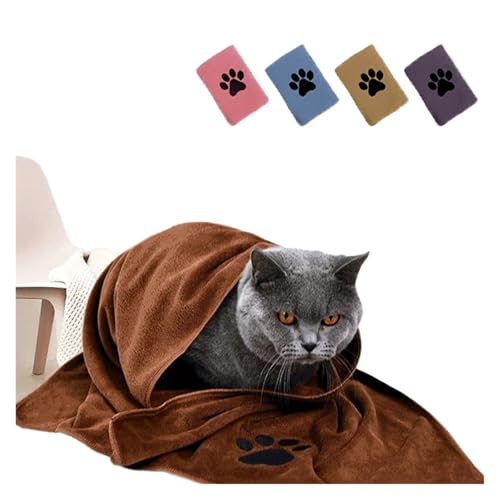 35 * 75cm/50 * 100cm Microfiber Pet Bath Towel Embroidered Super Soft Absorbent Cat for Dogs Blanket Grooming Supplies(Gray,75cm) - view 4