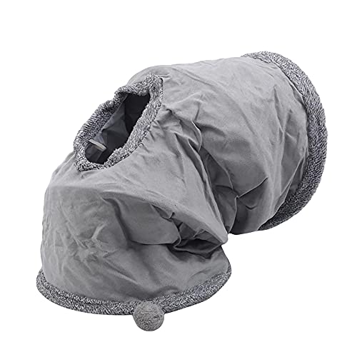 Cat Tunnel 26"(L) Dia 12" Tubes and Tunnels connectable with Large Crinkle Hide and Seek Toy for Bunny Puppy, Grey - view 5
