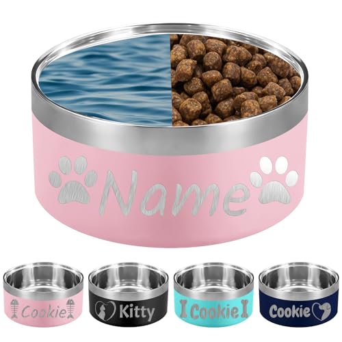 Custom Dog Bowl Personalized Dog Bowls with Name Stainless Steel Non-Slip