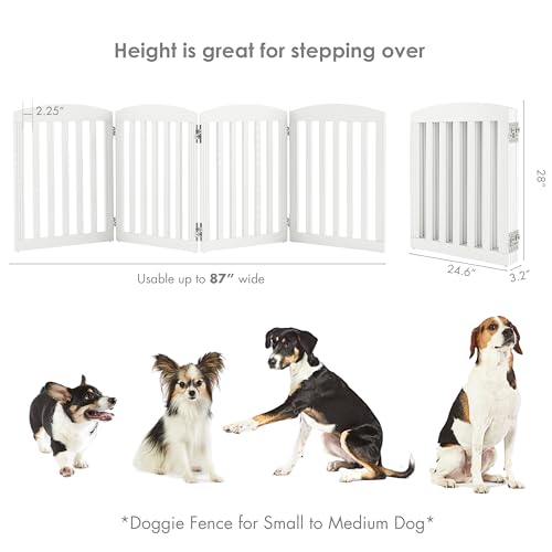 Wooden Freestanding Foldable Dog Gate, 96" Extra Wide 28" Tall - view 6