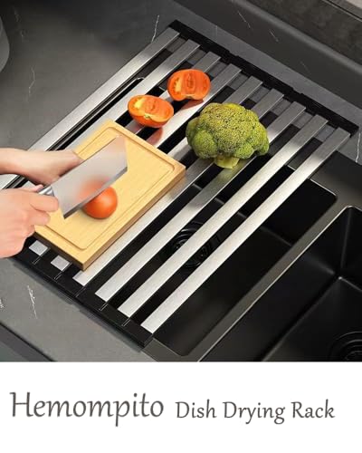 17.72" Dish Drying Rack Over the Sink, 1.28lb Heavy-Duty 304 Stainless Steel, Non-Slip Silicone Edges, Folding Space-Saving for Home & RV Kitchen, Dish Drainer, Cooling Rack & Sink Cover - view 5