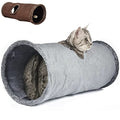 Cat Tunnel 26"(L) Dia 12" Tubes and Tunnels connectable with Large Crinkle Hide and Seek Toy for Bunny Puppy, Grey