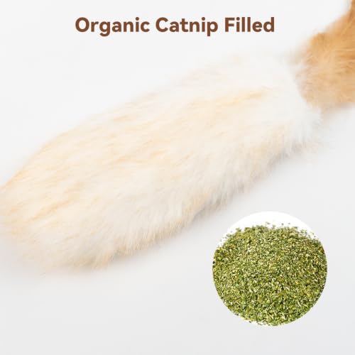 Plush Cat Toy Migi-Fluffy, 2-Pack, Natural Feather & Catnip, Soft Fluffy Tail & Interactive Hanging Ring for Wand Attachment, Durable Bite-Resistant Kitten Teaser for Indoor Play - view 4