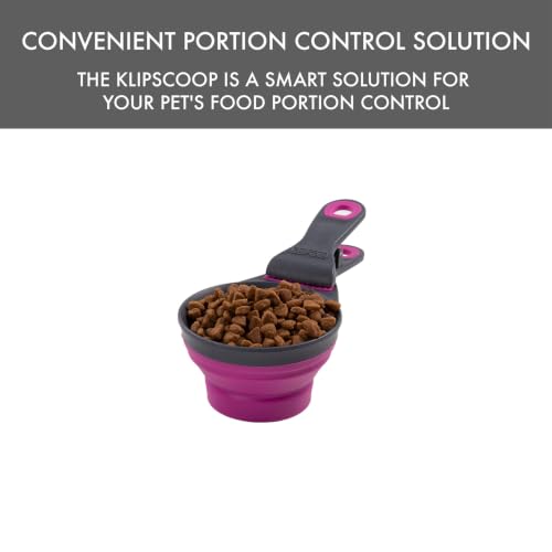Popware for Pets Collapsible Klip Scoop, 3-in-1 Pet Food Scoop, Measuring Cup and Bag Clip, 1 Cup Capacity, Fuchsia - view 3