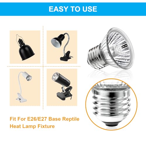 Reptile Heat Lamp Turtle Heating Light 4PCS 50W UVA UVB Heat Bulb Simulated Sunlight Basking Spot Lamp for Reptiles Lizard Amphibian Bearded Dragon Snake - view 5