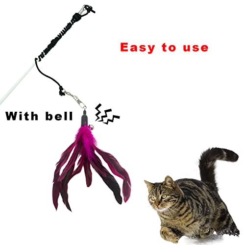 Cat Feather Toys Refills, 10 Pieces Cat Wand Replacement Feathers Toy for Indoor Cats - view 4