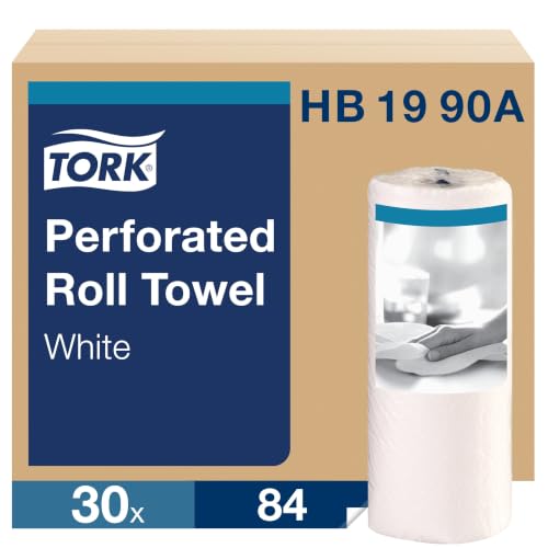 HB1990A Perforated Paper Roll Towel, White, 30 Rolls, 84 per Roll