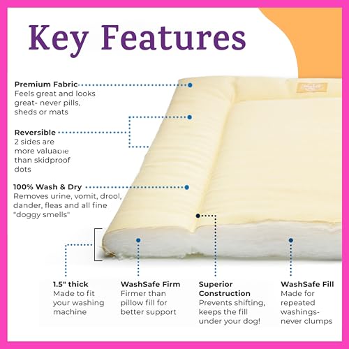 Dog Crate Pad - Washable Kennel Mat, Crate Pads for Dog Cages, Non-Toxic, Flat Indoor Cat Bed, Fits iCrate 18, 24, 30, 36, 42, 48 Inches (Ivory, X Small, 18") - view 2